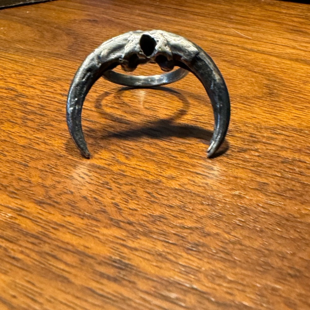Bloodmilk sterling silver owl talon moon ring size 8